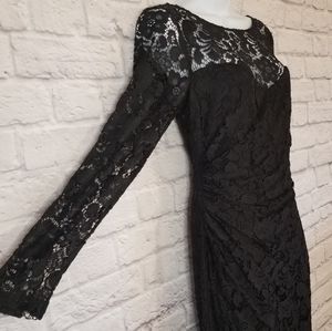 David mister long sleeve lace overlay gown size 4